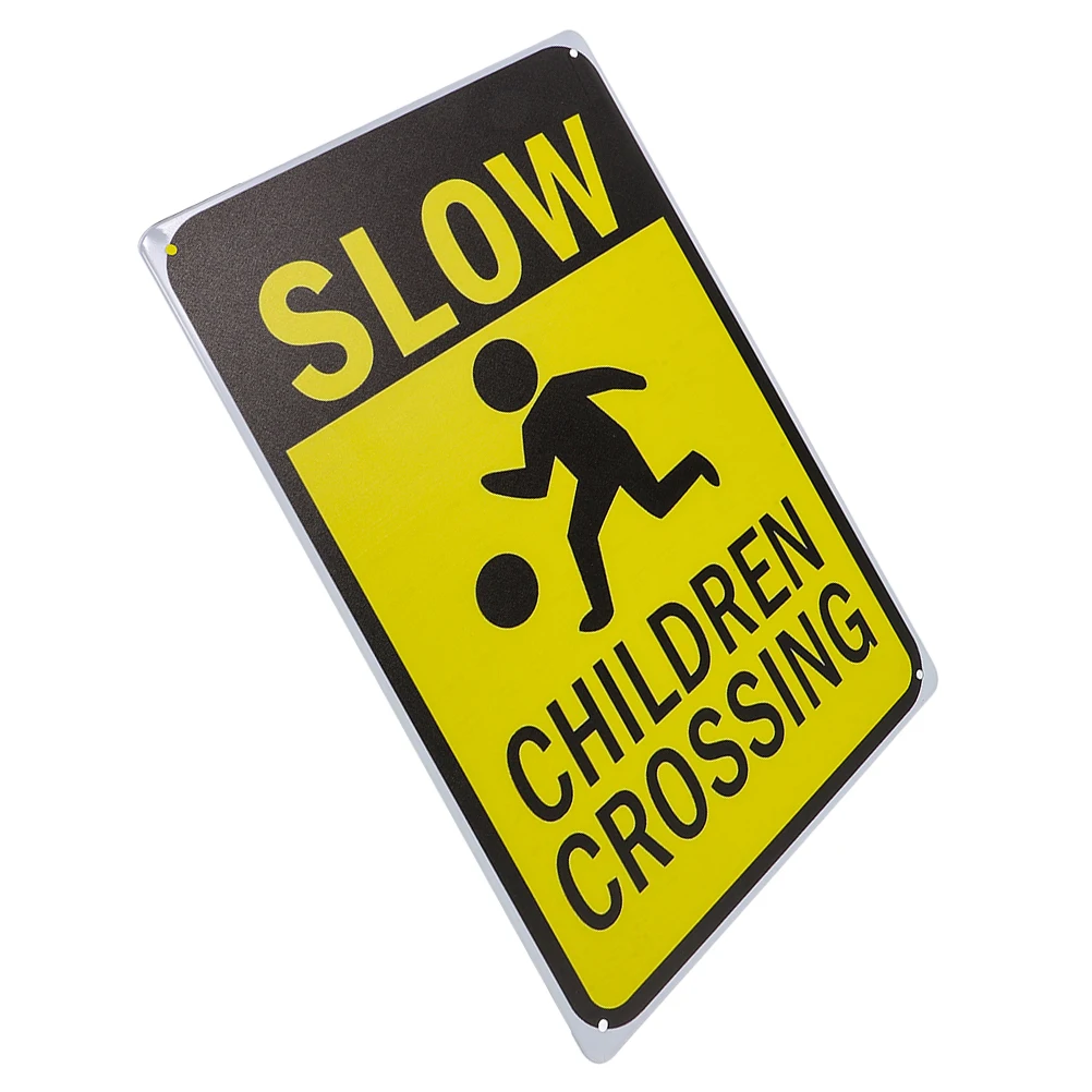 Señal de precaución de tráfico de Metal resistente para niños, señal de precaución de seguridad para niños al aire libre