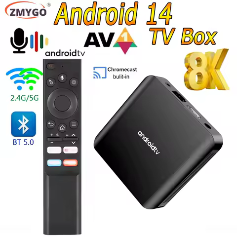 ZYMGO Android 14 TV98 ATV Plus Smart TV Box Dual Wifi 5G 4K 8K HD H313 Quad Core BT5.0 Voice control Player Set Top Box