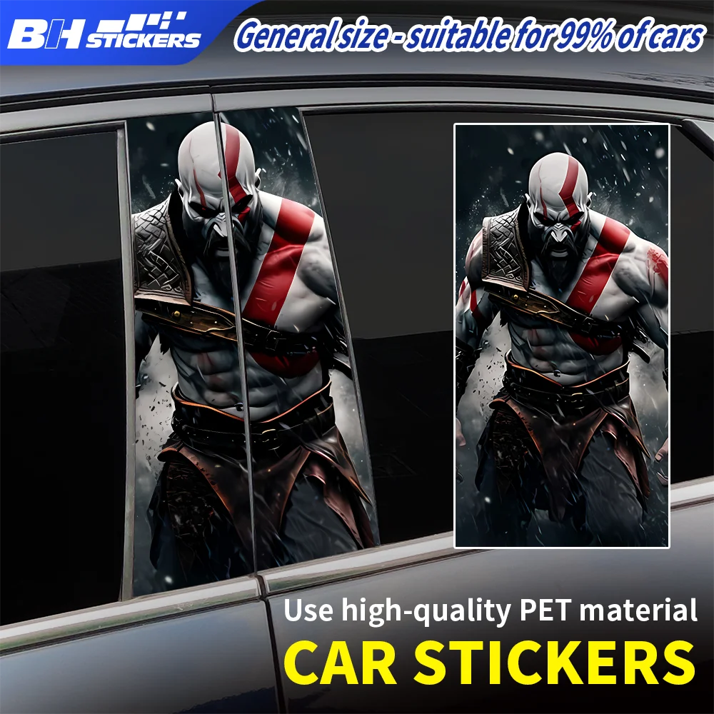 

2pcs Kratos Ghost of Sparta Car Middle Column Sticker Decorative Wrap Scratch-resistant Universal Auto Styling Decal Accessories