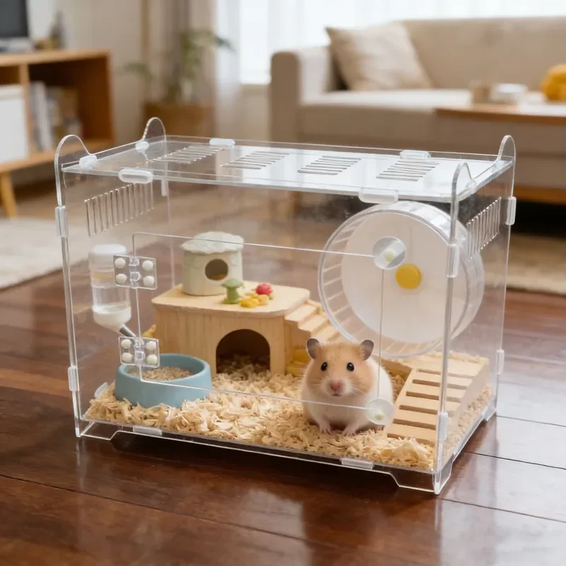 Acrylic Lightweight Foldable High Transparency Reptile Terrarium Box for Crested Gecko Lizard Snake Horned Frog Hamster