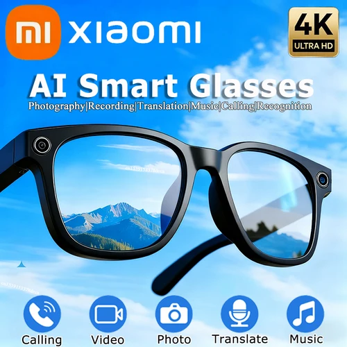 Xiaomi 4K HD AI gafas inteligentes multifunción Bluetooth llamadas asistente de voz reproductor de música cámara de traducción gafas lente de regalo