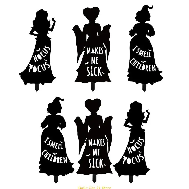 

Eerie Witch Silhouettes Garden Stake Haunting Witch Silhouettes Outdoor Sign Festival Halloween Lawns Stake Insertion