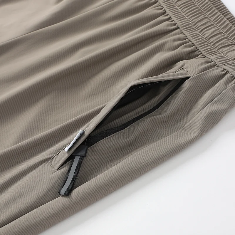 Ice Silk Men's Pants Summer New Black Gray Thin Business Casual Pants Outdoor Elastic Breathable Straight Leg Sweatpants