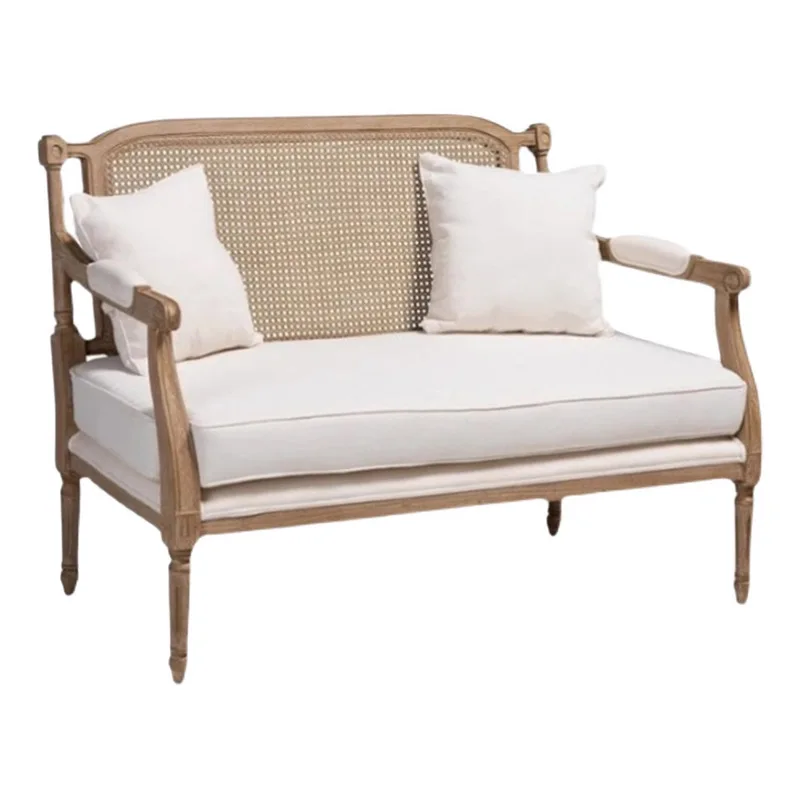 

American solid wood sofa European French country idyllic rattan leisure restaurant cafe B & B retro furniture