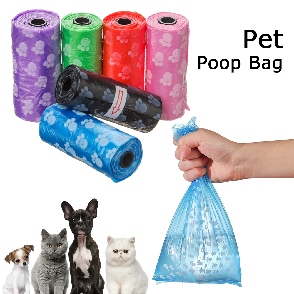 Convenient Mixed Colors Poop Bag Paw Type Outdoor Clean Garbage Bag Puppy Cat Pet Poop Bag