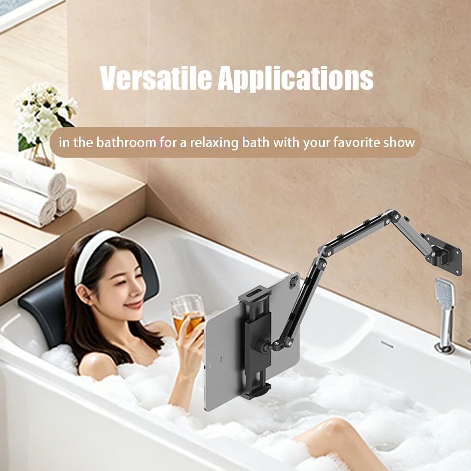 Tablet Wall Mount Holder Aluminum Alloy Foldable Phone Holder with Screws 360° Rotating Universal Mobile Phone and Tablet Stand