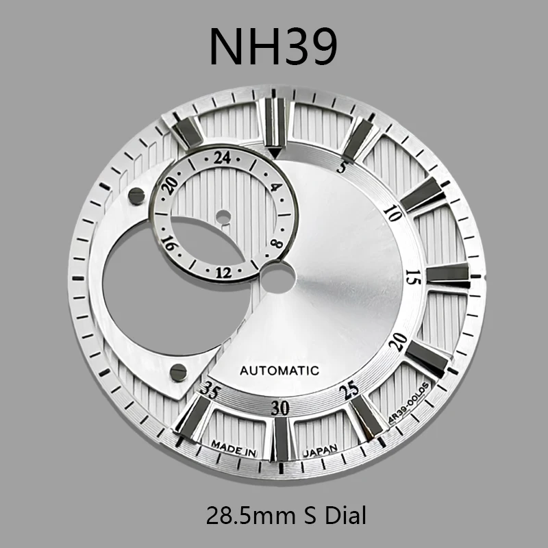 Dial NH39 28.5mm dengan logo S, cocok untuk modifikasi jam tangan klasik hollow sunburst dengan mesin NH39.