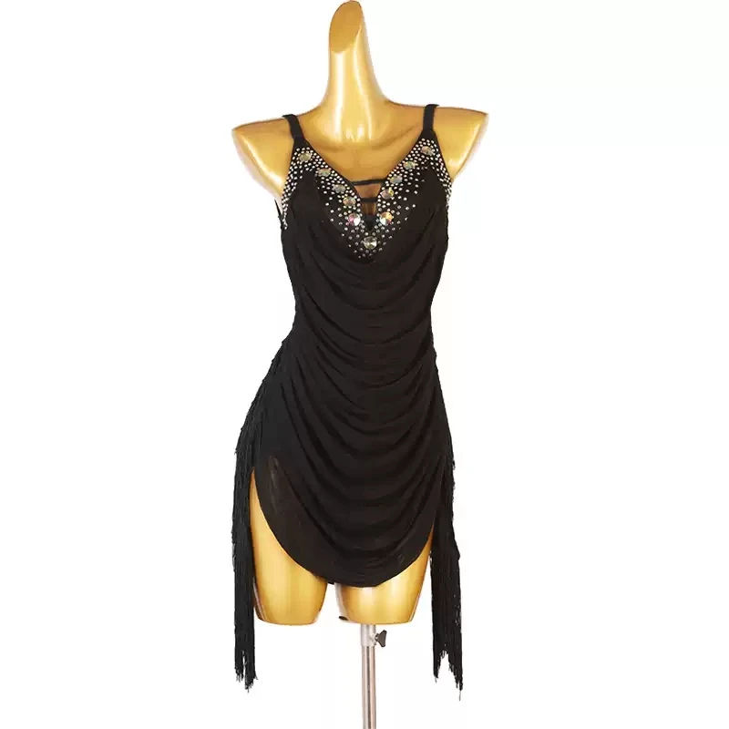 

Latin Dance Competition Costume Dancewear Dress Black Party Suit Womens Samba Prom Clothes Girls Stage Evening Praitice Skirt