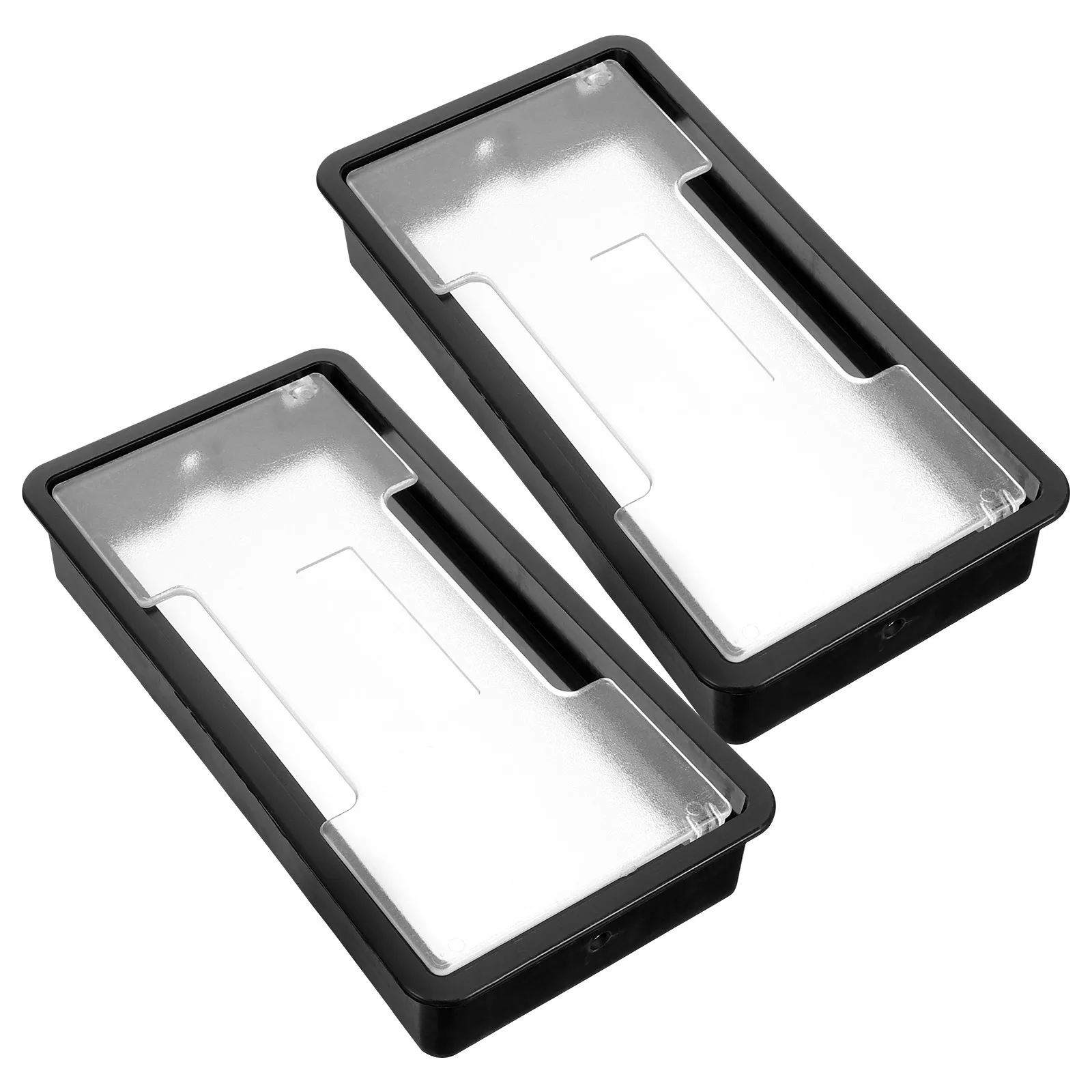 2 قطعة ثقب سلك سطح المكتب يغطي مستطيلة كابل بلاستيكي ثقب المقابس مكتب الحبل المنظم الحلقات مكتب الحلقات منظم للأسلاك