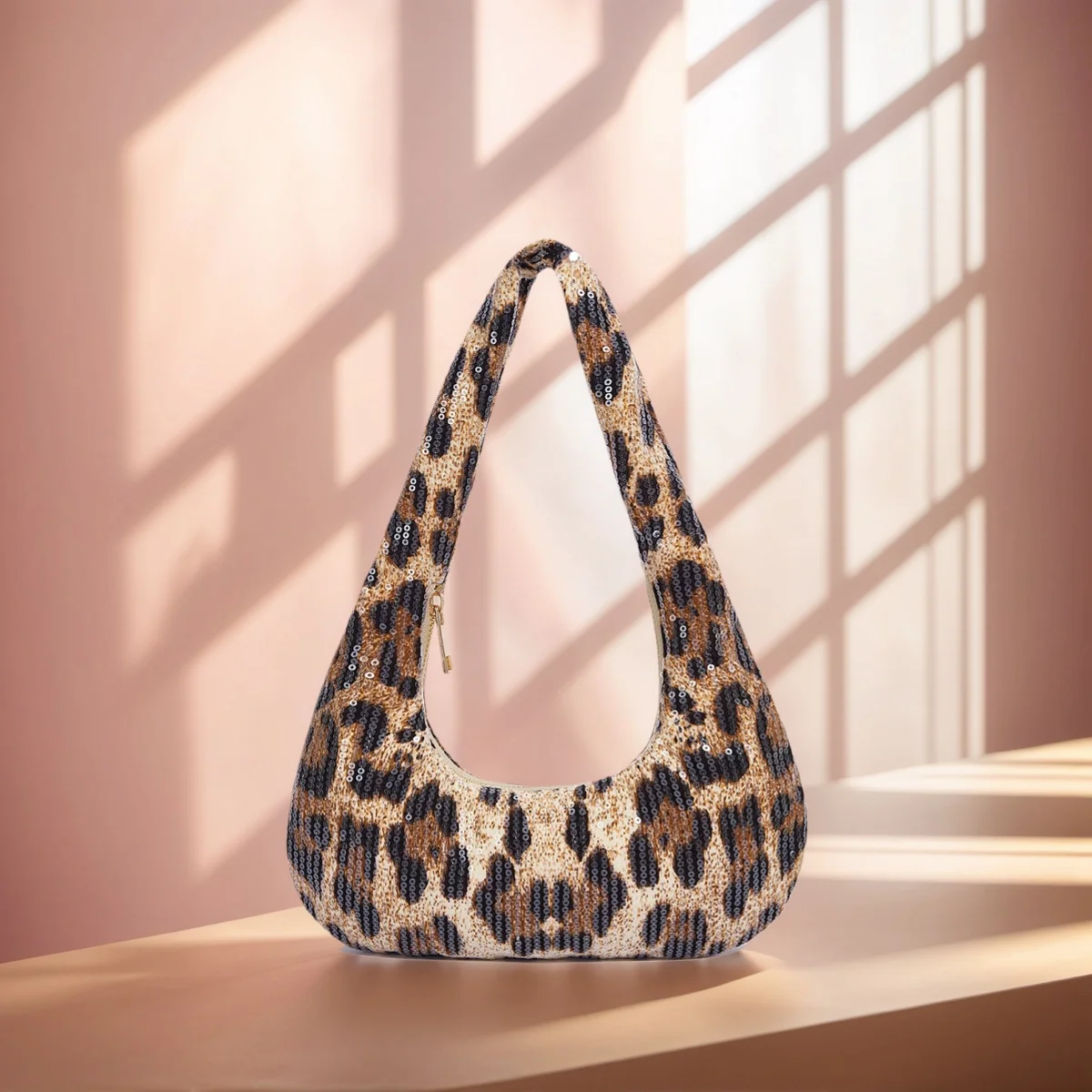 

Sequin Leopard Print Evening Clutch for Women Stylish Underarm Hobo Bag Lady Shoulder Handbags for Parties and Casual Outings