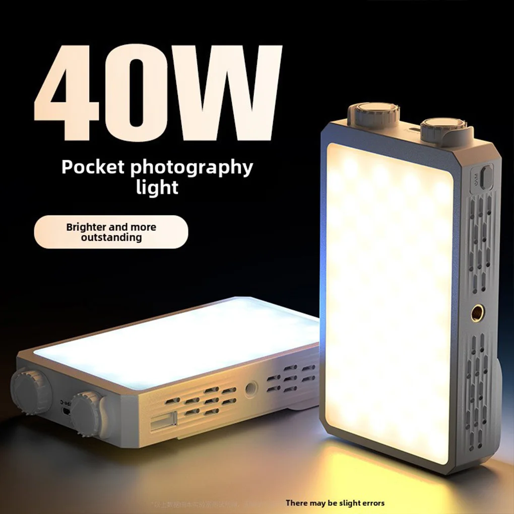 Luz de vídeo LED portátil 40W Mini luz de preenchimento portátil pequena com bateria recarregável embutida pode carregar telefone celular