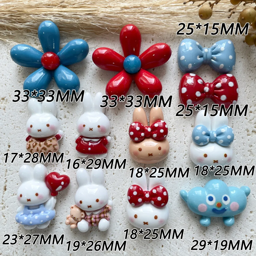10/20/40pcs Miffy Kawaii Cartoon Resin Accessories DIY Phone Cases Holes Shoe Buckles Hair Accessories Decorative Materials Toy