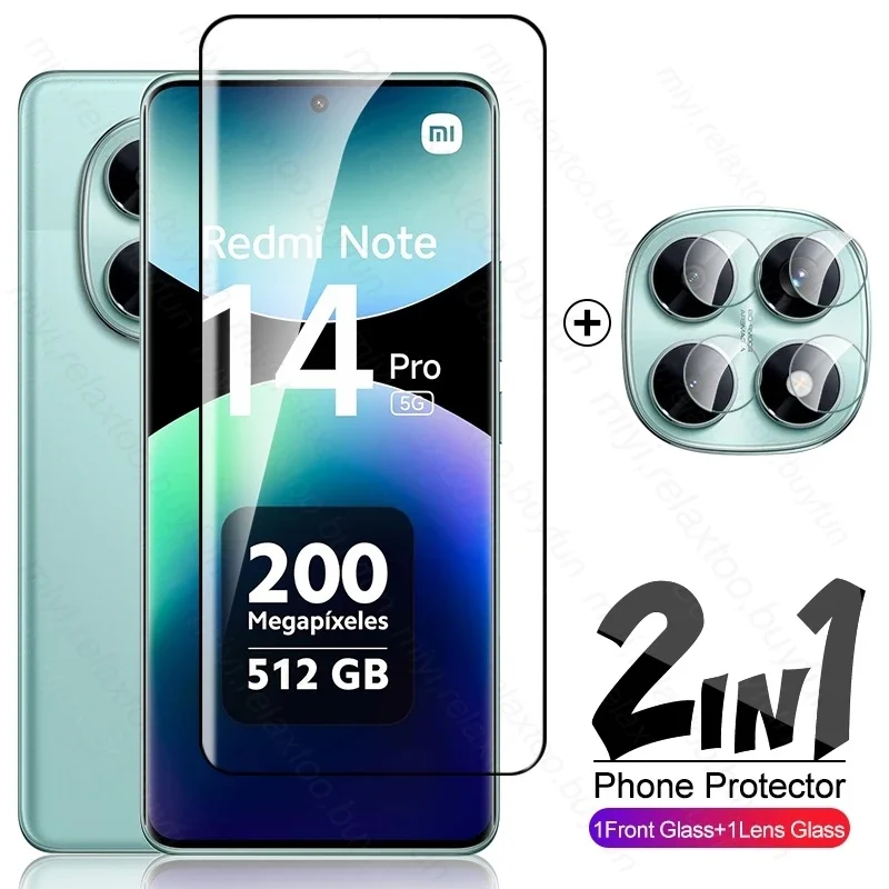 

2в1 9D изогнутый защитный чехол из закаленного стекла для Xiaomi Redmi Note 14 Pro 5G 4G Стекло камеры на Redmi Note 14 Pro+ 14Pro