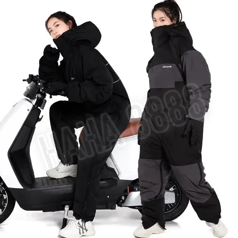 Winter Motorcycle Waterproof Riding Cold-proof Clothes  Warm Thicken Plush All-in-One Clothing Snowmobile Suits Kart Suit