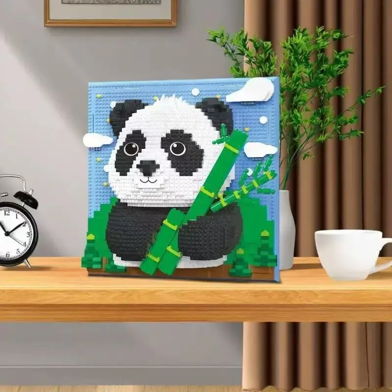 Nuevo marco de arte de pared creativo, tiburones, águilas, Panda, modelo de ladrillo DIY, micropartículas, pintura 3D, bloques de construcción, juguetes de decoración del hogar
