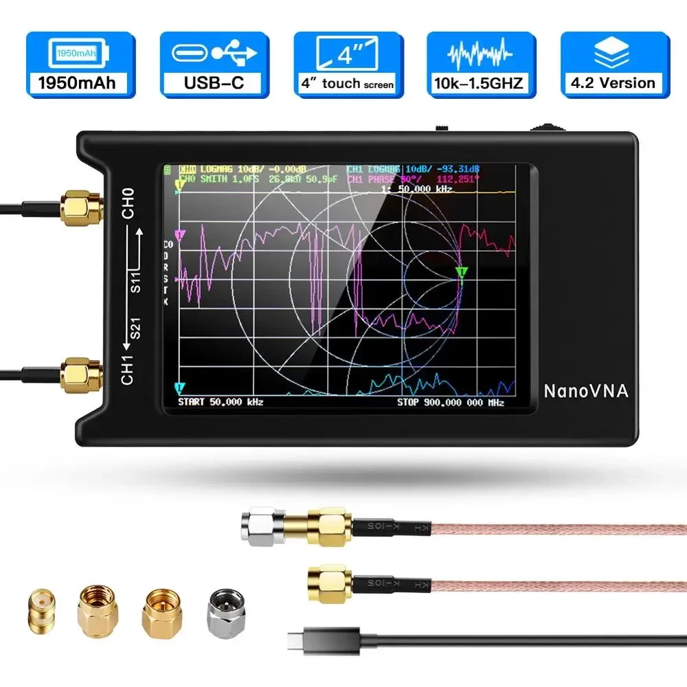 

Original Zeenko NanoVNA-H4 4.0" display 4.2 version 1950mAh battery Vector Network Analyzer HF VHF UHF Antenna Analyzer