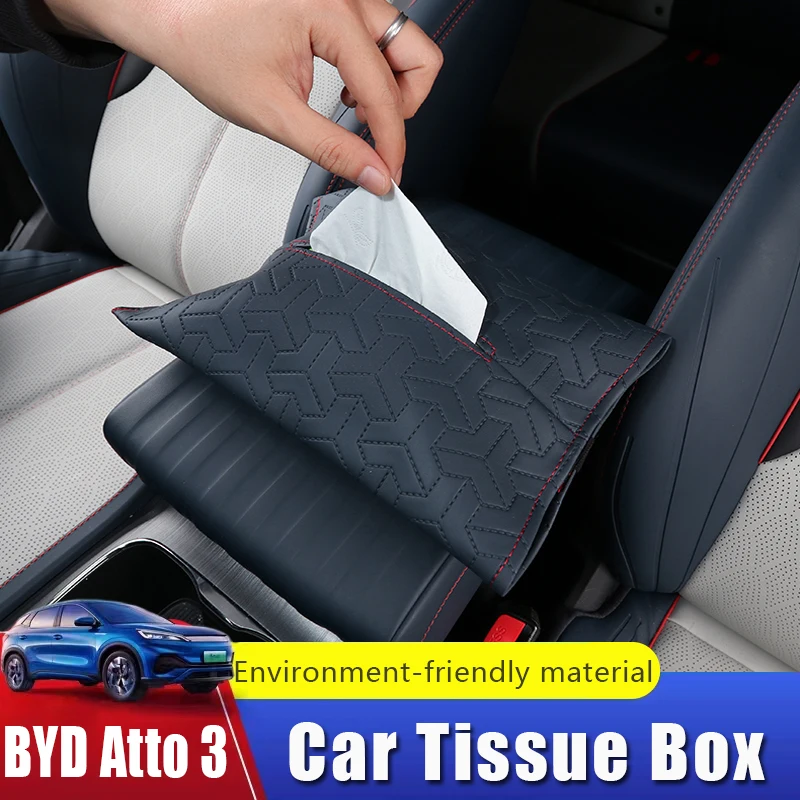 

Car Multi-function Tissue Box for BYD Atto 3 Yuan Plus Leather Auto Seat Hanging Armrest Instrument Panel Interior Decoration