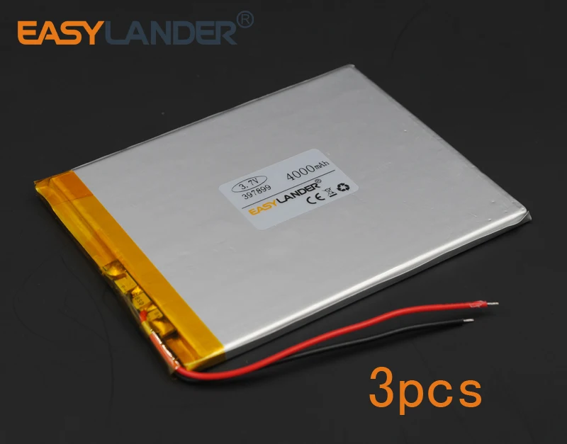 

3pcs 3.7V 4000mAh 397899 Polymer Li-ion Battery For Bluetooth Notebook Tablet PC PDA E-Book Power Bank Portable DVD GPS