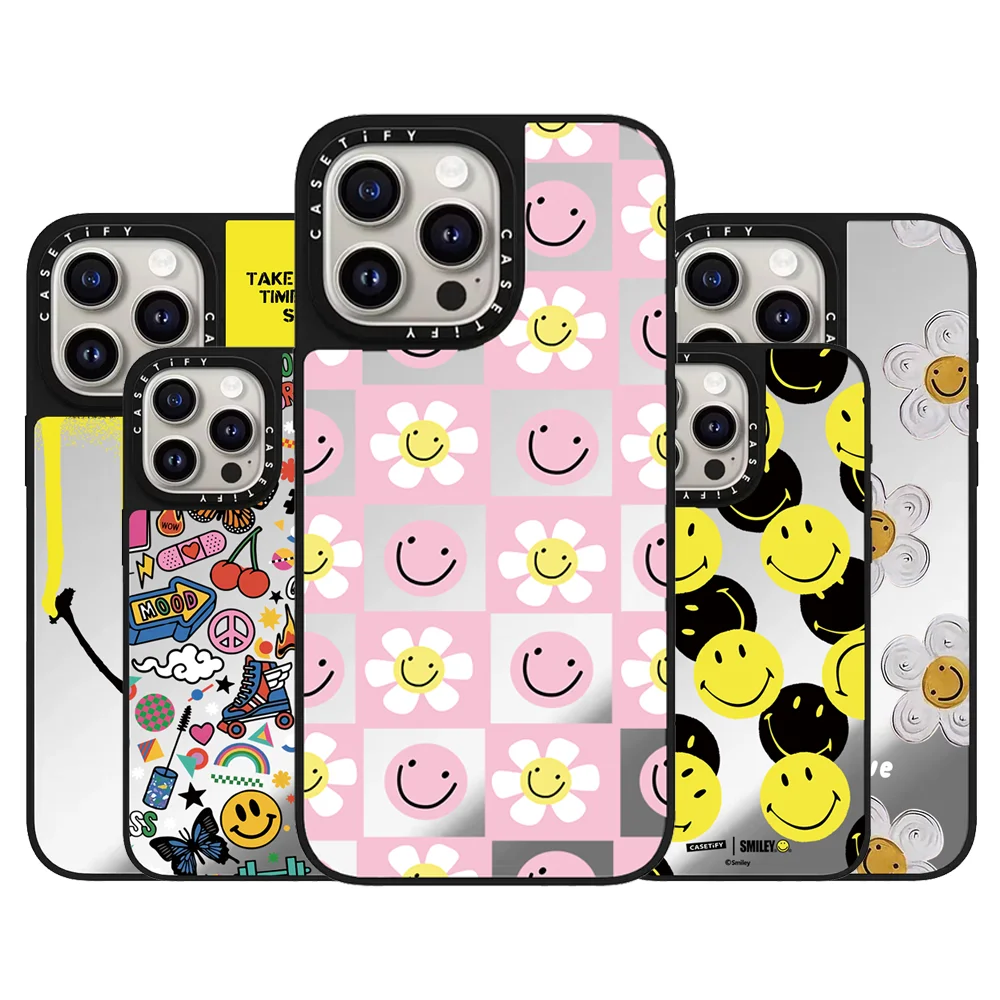 

CASETiFY Co-brand Smiley Series Case for iphone 13 14 15 16 17 Pro Max Air 16 Plus Cute Yellow Smiley Face Label Magnetic Case