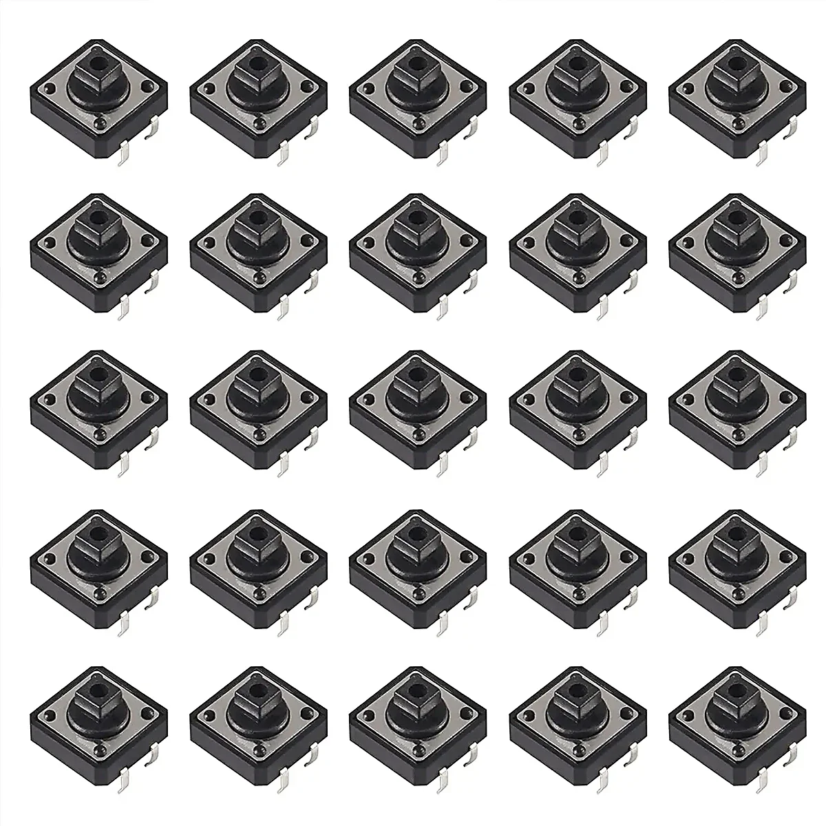 25 uds 12x12x7,3mm interruptor de botón táctil momentáneo Micro interruptor 4 pines SMD PCB con tapa para Arduino