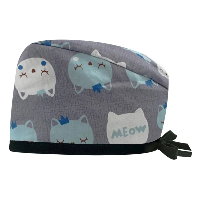 Nieuwe Zachte Pet Katoen Verstelbare Cartoon Scrubs Hoeden Lab Werkende Chirurgische Hoed Apotheek Verpleegkundige Accessoires Scrub Caps