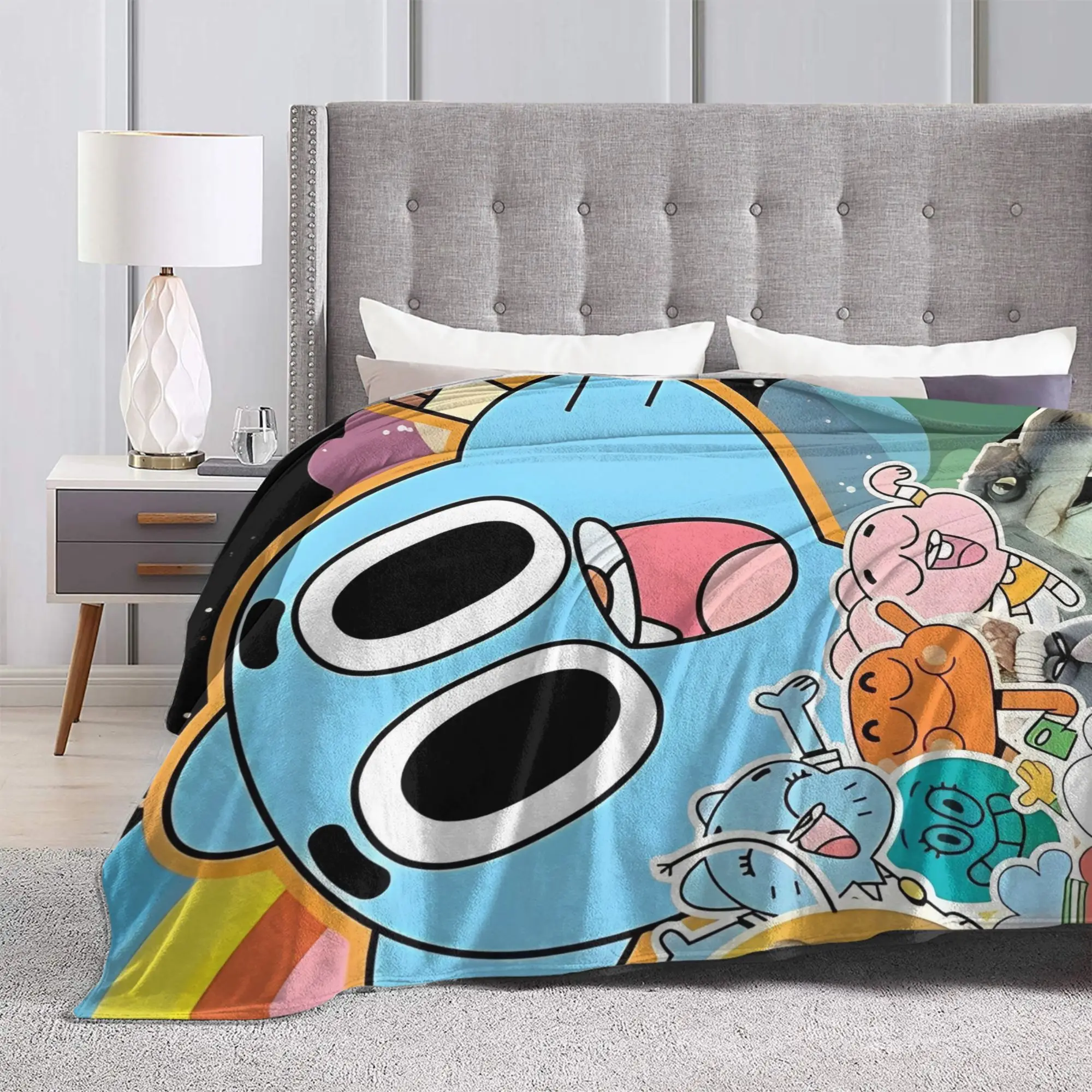 Cartoon Game Gum Ball Blankets  Plush Awesome Breathable Throw Blankets for Home Restaurant Spring Autumn