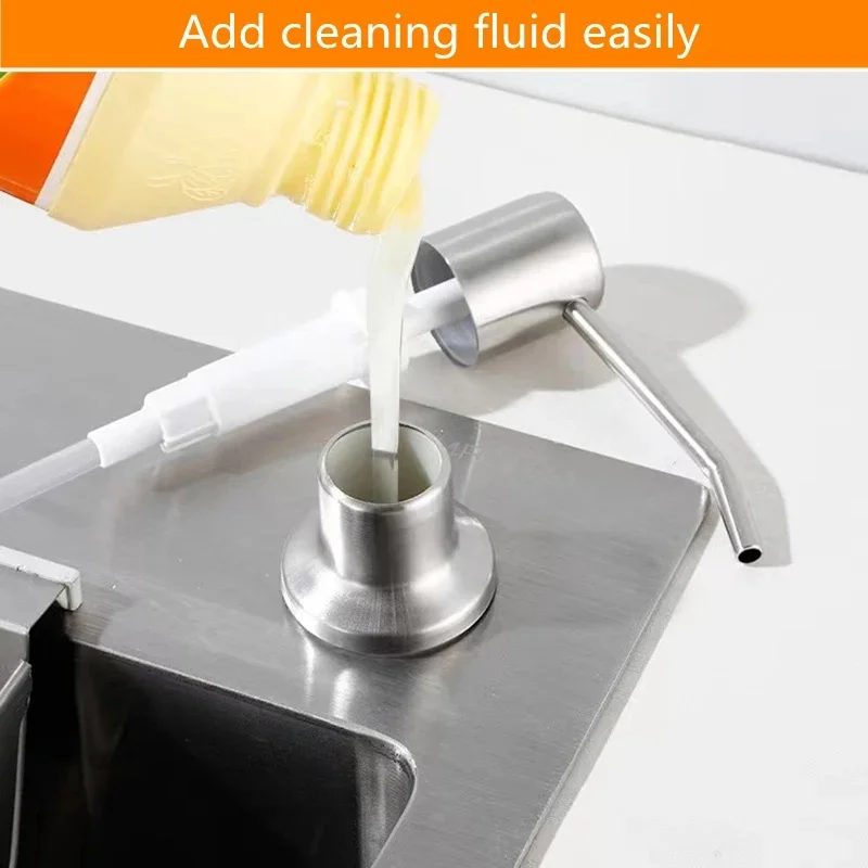 Kitchen Sink Soap Dispenser ABS Bottle Dispenser Detergent Liquid Soap Lotion Dispensers Hand Press Type Stainless Steel Head