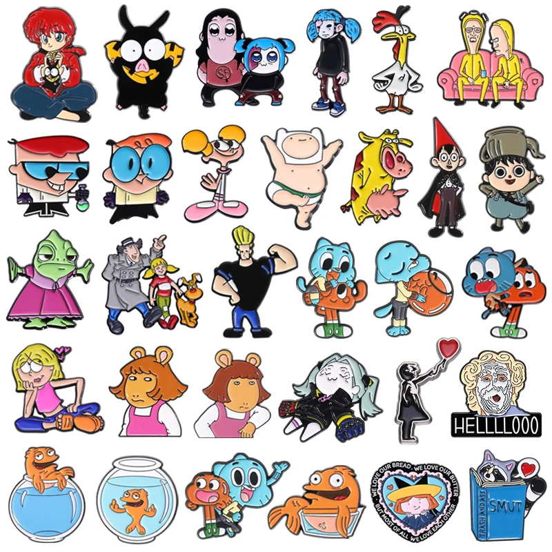 80s 90s Cartoon Cute Enamel Pins Anime Character Metal Brooches Lapel Badge on Backpack Fashion Jewelry Accessories Friends Gift