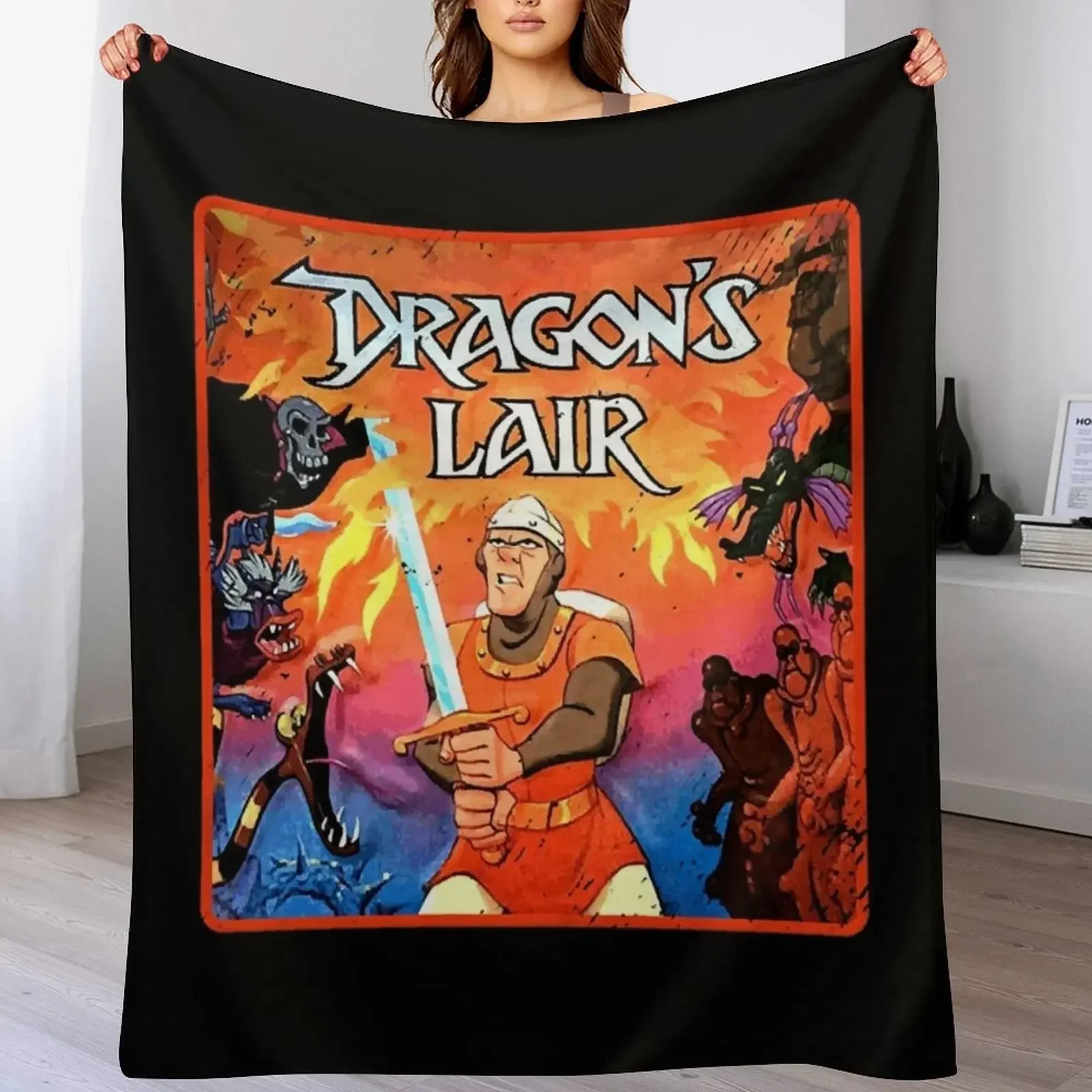 Vintage Dragon's Lair Throw Blanket For Sofa Thin Winter beds Soft Beds Plush Blankets