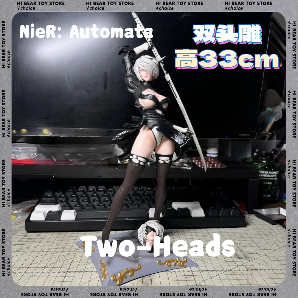 

33CM NieR: Аниме-фигурка Automata Yorha No. 2 типа B 2B GSC 2 головы модель ПВХ фигурки игрушка игровая статуя коллекция Декор кукла подарок