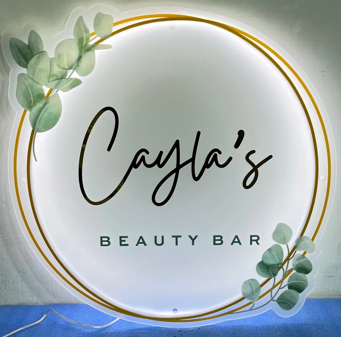 

Custom 3D Acrylic Metal Sign Restaurant Logo Salon Sign Round Backlit Company Hair Studio Sign Bar LED Neon Light Acrylic Signs
