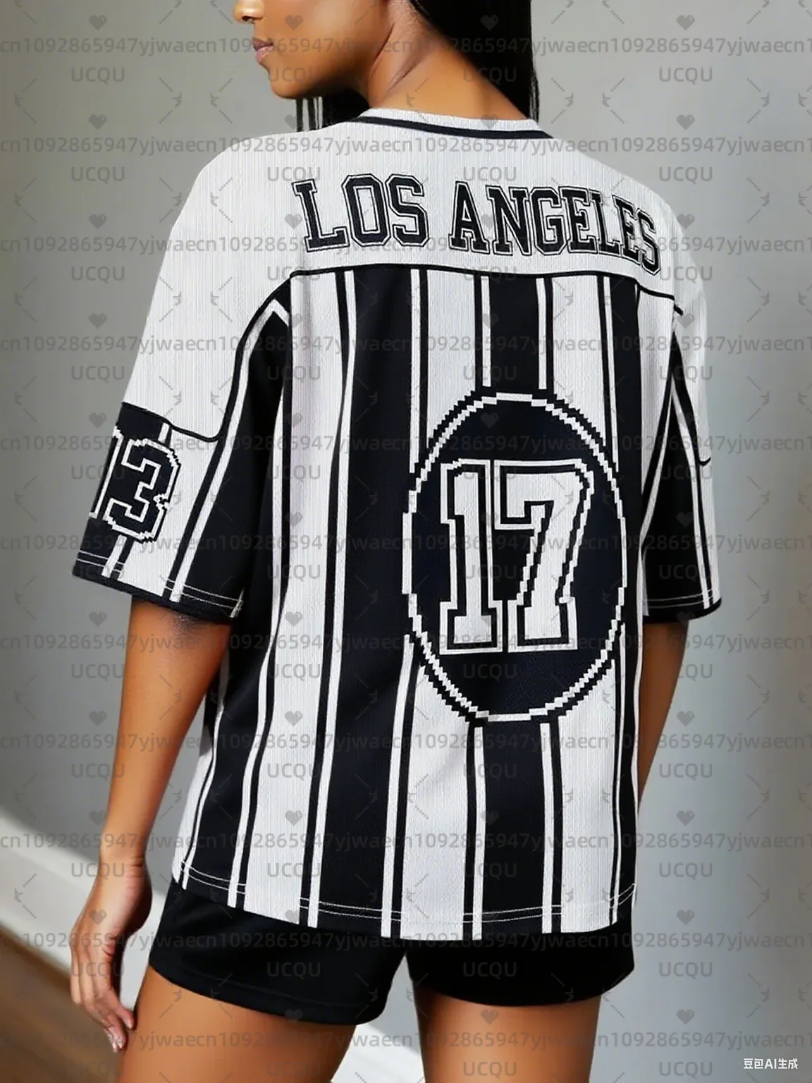 

Women's Los Angeles NO.17 Print V-Neck Short Sleeve T-Shirt Summer Graphic Tee Baseball Jerseys Plus Size Sport T-Shirt