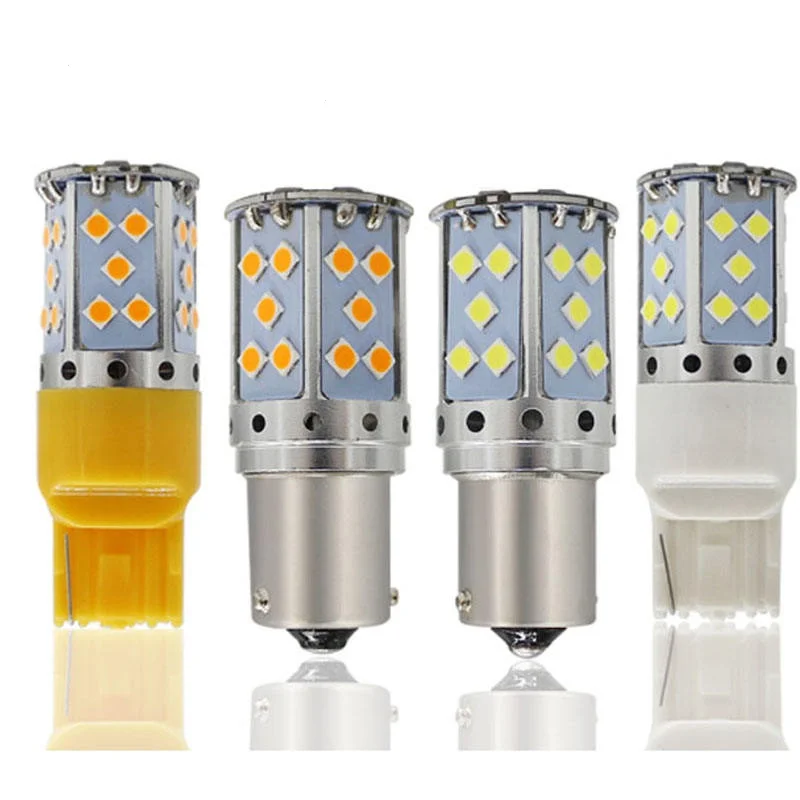 

50ps T20 7443 35 SMD 3030 LED Bulbs 20W DC 12V Yellow LED Car Light Auto Reverse Lights Turn Signal Brake Stop Tail Lights Lamp