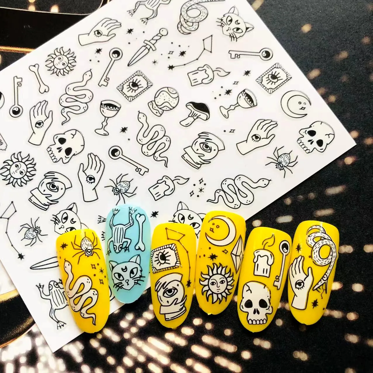 

Dark style skeleton snake animal Newest 3d Nail Art Stickers Nail Stickers