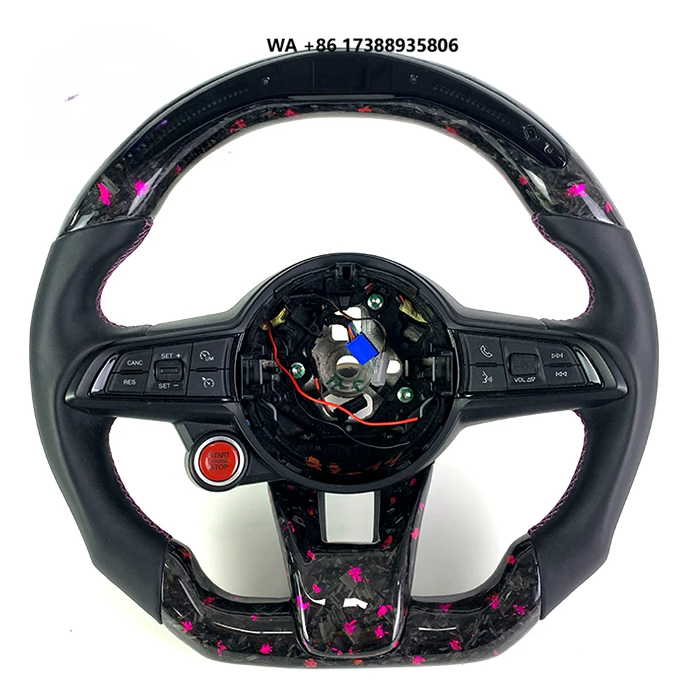 Racing style design for Stelvio Ti 2019+ Giulia Customized Cars Carbon Fiber Steering Wheel LED RPM Customization