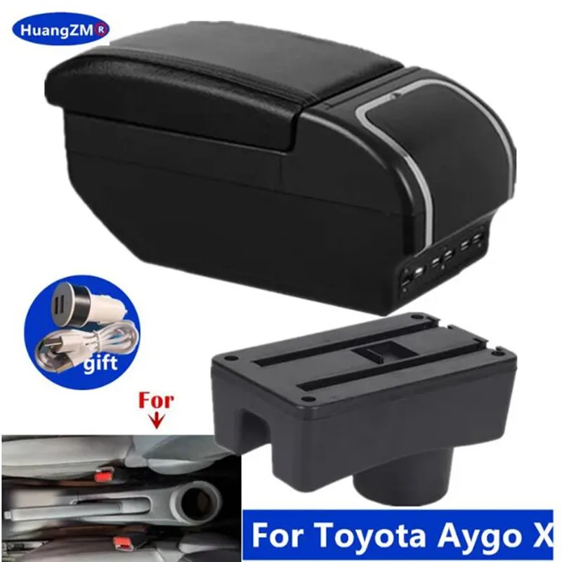Auto-Armlehne für Toyota Aygo X, Armlehnenbox für Toyota Aygo, Aufbewahrungsbox mit Getränkehalter, Spezielles Nachrüst-Zubehör für den Fahrzeuginnenraum