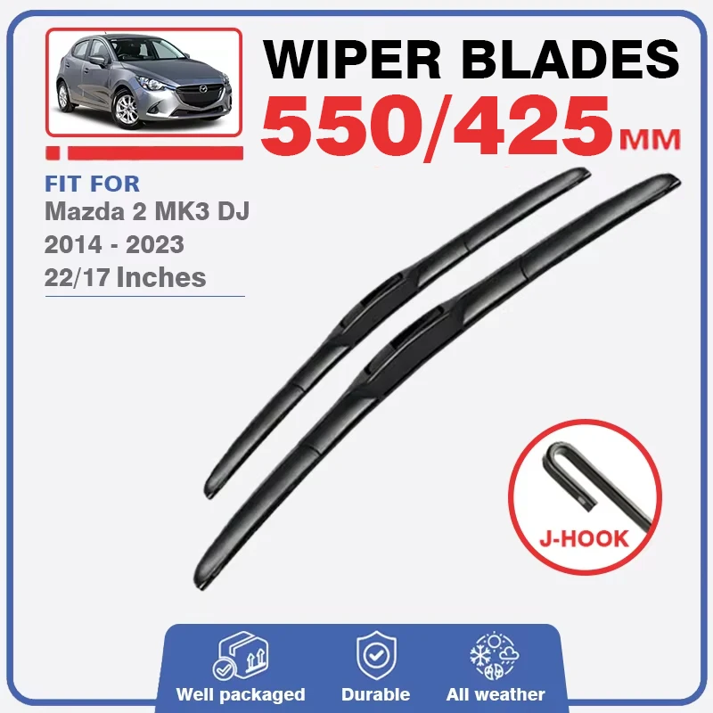 For Mazda 2 MK3 DJ 2014 - 2023 Mazda2 Demio MK4 Front Rear Wiper Blades Windshield Windscreen  Accessories 2018 2016 2020 2017