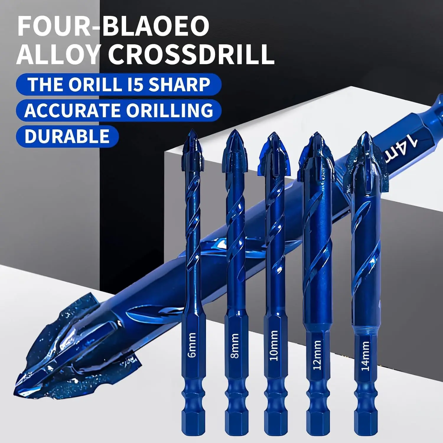 8pcs Premium Tungsten Carbide Masonry Drill Bit Set - Versatile Sizes For Concrete, Brick, Tile, Glass, Metal, Wood, And Ceramic