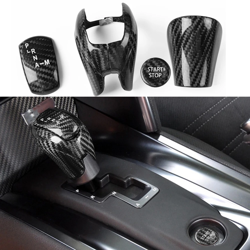 

5pcs Carbon Fiber Gear Shift Knob Engine Button Cover For NISSAN GTR R35 2008-2016 3K Real Carbon Fiber Sporty Styling Accessory