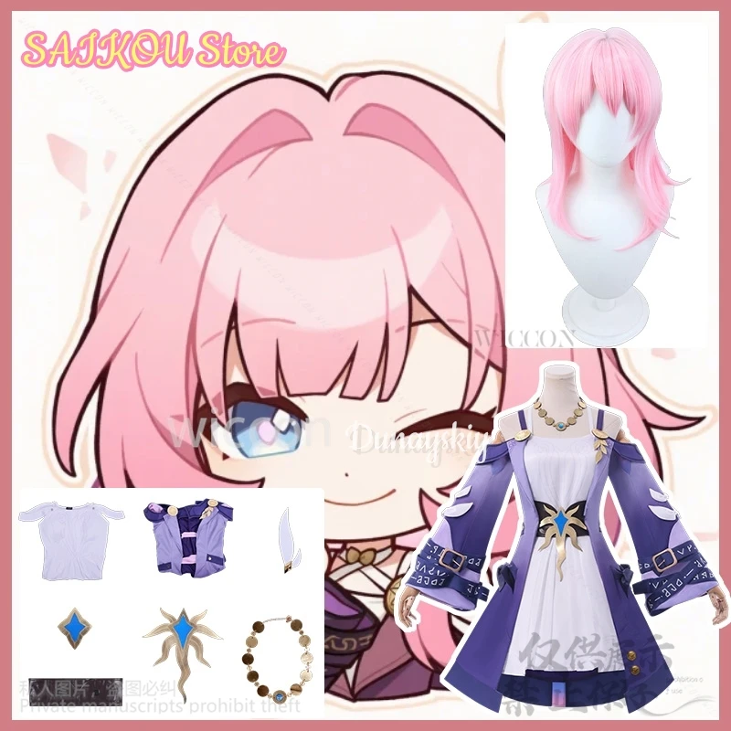 

Cyrene Cosplay Anime Game Honkai Star Rail 코스프레 의상 Purple Sundress Belt Kawaii Lolita Wigs Necklace Halloween Party Customized