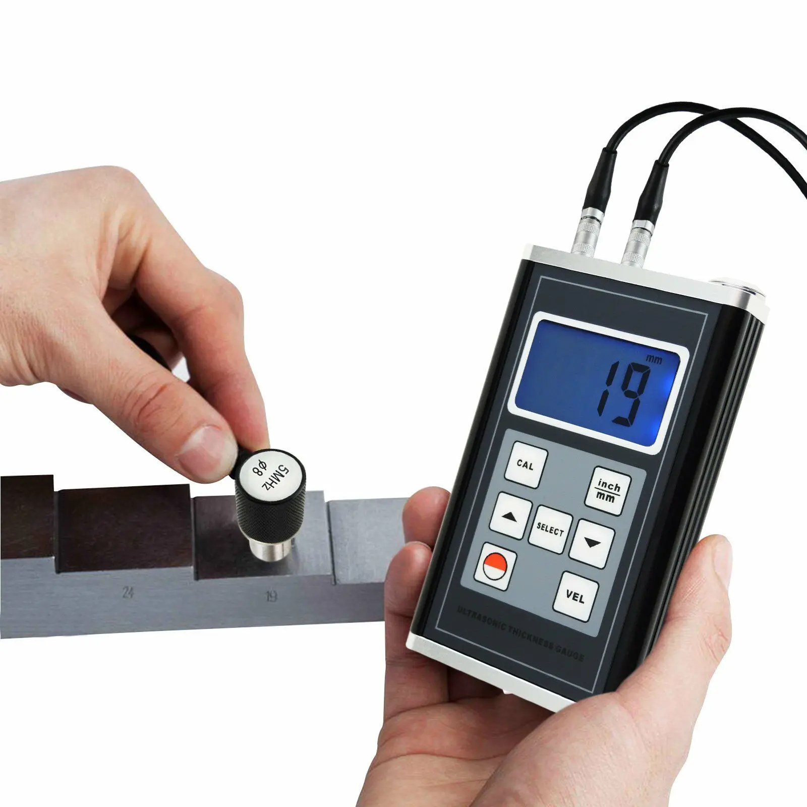 

TM-8818 Ultrasonic Thickness Meter Gauge Tester TM8818 Steel Aluminum Glass Thick Gauge 0.75~400mm with Calibration Block
