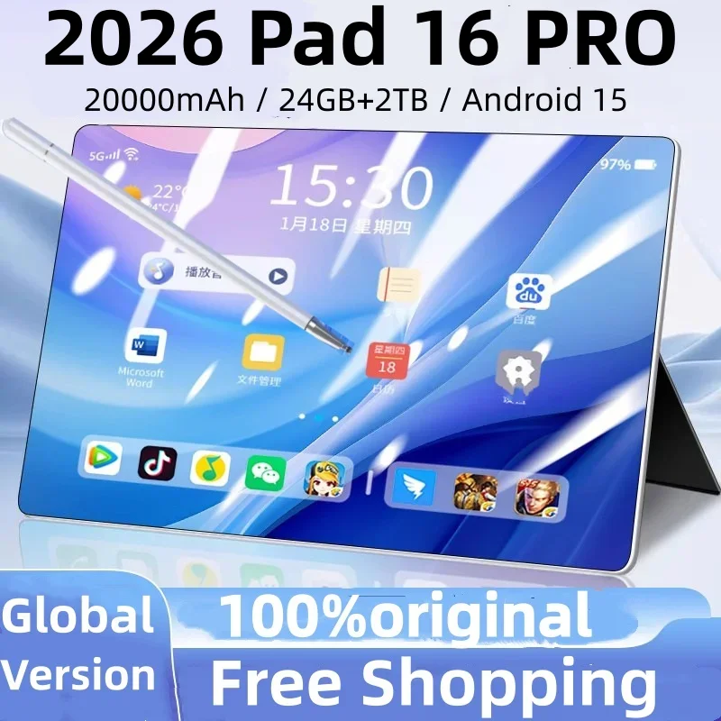 2026 Global Version 5G Tablet PC Pad 16 PRO 4K HD 120Hz Gen3 20000mAh 24GB+2TB Android16 Dual SlM WlFl Android Tablet планшет PC