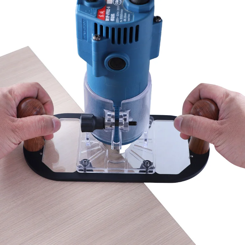 

Router Table Insert Plate Transparent Acrylic Shield Solid Wood Handle Router Trimmer Accessory Woodworking Carving Milling
