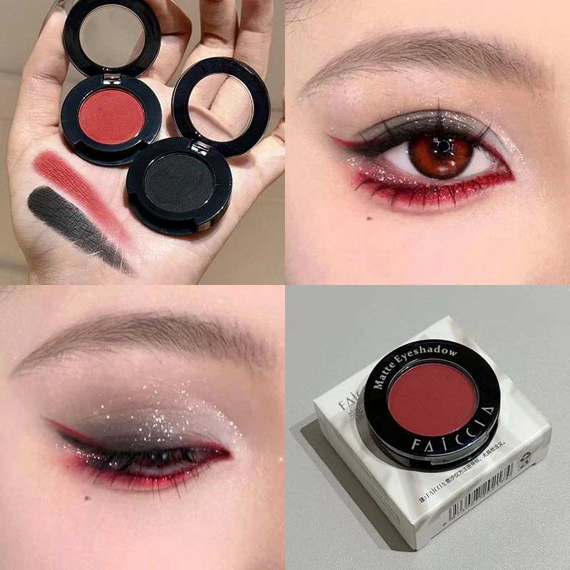 Black and Red Combination Eye Shadow Set Punk Goth Smoke Style Matte White and Blue Eye Shadow Set Eye Makeup Cosmetics 2pcs/set