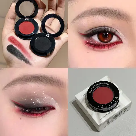 Conjunto de sombra de olho combinação preto e vermelho punk goth estilo fumaça fosco branco e azul conjunto de sombra de olho maquiagem cosméticos 2 pçs/set