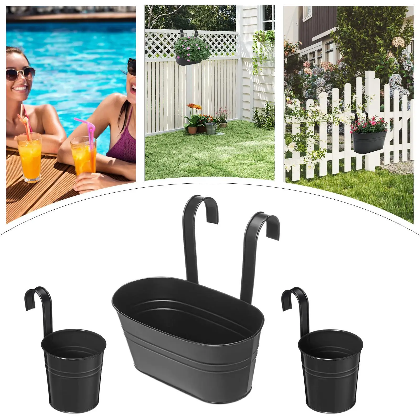 Outdoor Railing Planter Outdoor Balcony Railing Planter Hangable Houseplant Pots Metal Flower Boxes For Outside Fence Backyard