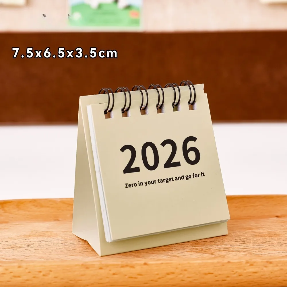 2026 Mini Simple Calendar Small Desk Calendar Creative Coil Calendar Planner Desktop Decoration Office Stationery 2025-2026