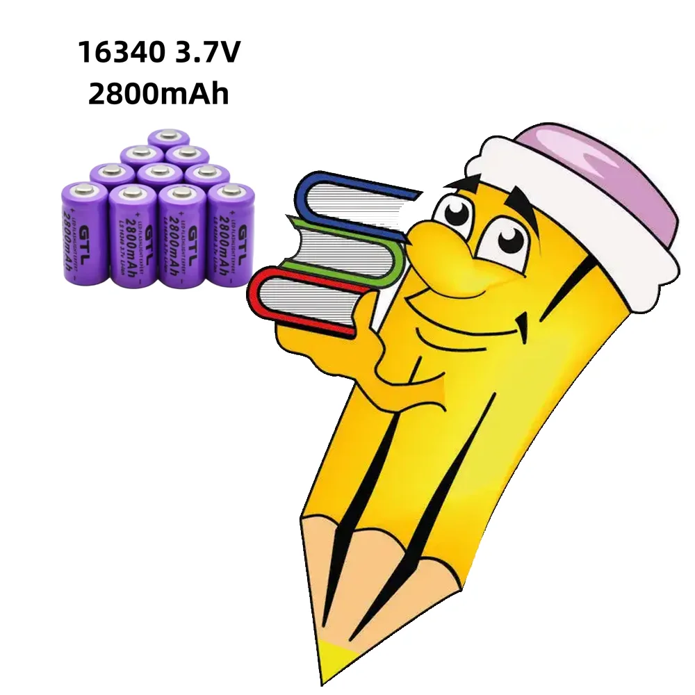 3.7V 2800mAh Li-ion 16340 Battery CR123 CR123A Rechargeable Batteries for Laser Pen LED Flashlight Camera