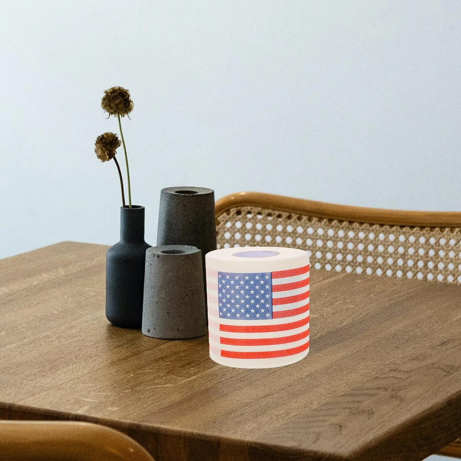 2 Rolls National Flag Printed Toilet Paper Supplies Napkin Tissue Bathroom Wood Pulp Napkins for Dad