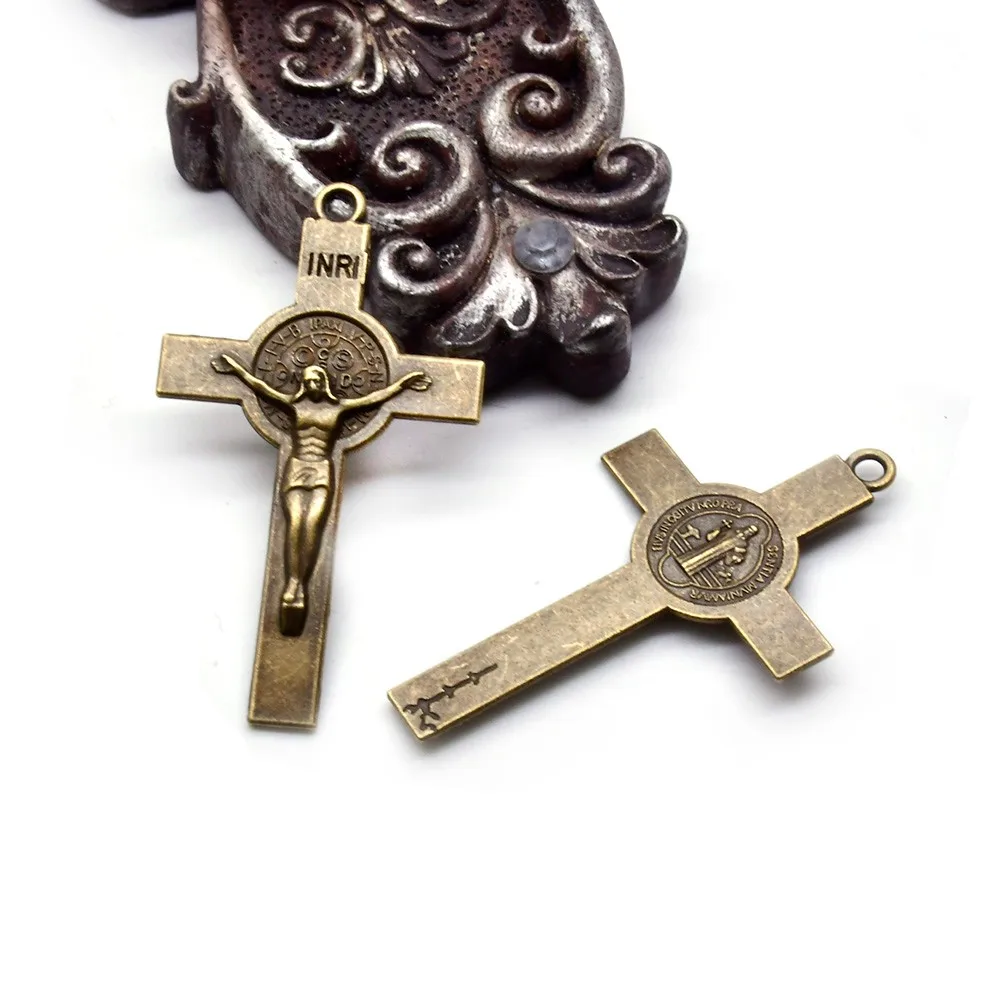 Antique Bronze Crucifix Pendant Religious DIY Accessories 10 PCS/lot